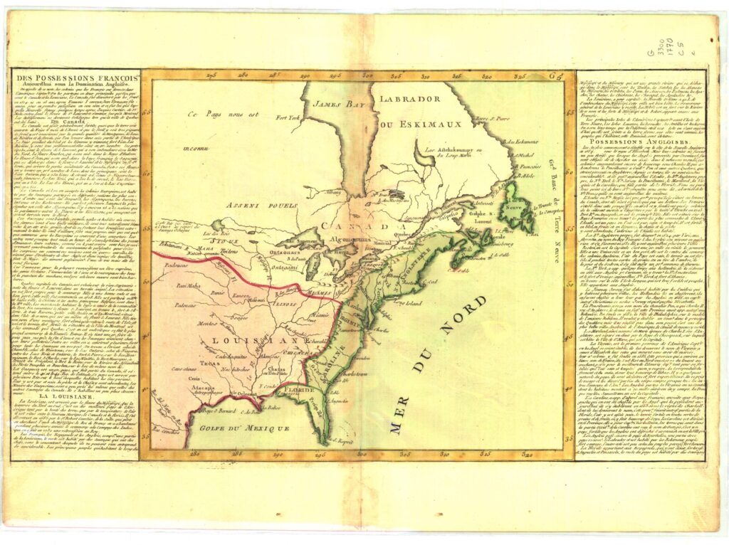 Jean-Baptiste Louis Clouet, Des possessions françoises aujourd’hui sous la domination angloises…, 1770 (Bibliothèque et Archives nationales du Québec)