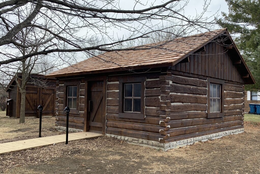 Restored Bourbonnais, Illinois first log schoolhouse (1837-48) (Photo: J. Paul)