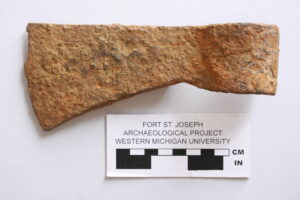 Axe head from Fort St. Joseph (Photo: Cathrine Davis. Courtesy of the Fort St. Joseph Archaeological Project)